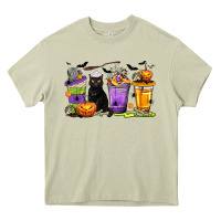 Mossy Halloween Cat Coffee Cups Heavy Core Tee - texasbilliewilder