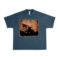 Midnight Navy America Western Cowboy and Cowgirl Leopard Frame Urban Heavy Tee - CowCowDesign