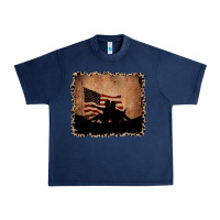 Navy America Western Cowboy and Cowgirl Leopard Frame Urban Heavy Tee - CowCowDesign