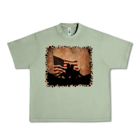 Oil Green America Western Cowboy and Cowgirl Leopard Frame Urban Heavy Tee - CowCowDesign
