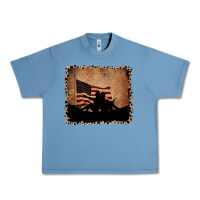 Pebble Blue America Western Cowboy and Cowgirl Leopard Frame Urban Heavy Tee - CowCowDesign