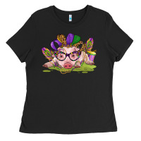 Black mardi gras pig Ladies Tee - CowGirlArtShop