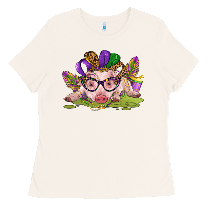Mardi Gras Pig Ladies Tee by CowGirlArtShop | Teevron