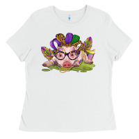 White mardi gras pig Ladies Tee - CowGirlArtShop