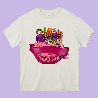 Personalized Girl Halloween Candy Heavy Core Tee Designed By Texasbilliewilder