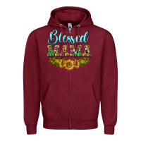 Burgundy blessed mama Zipper Hoodie - BarkalooDesign