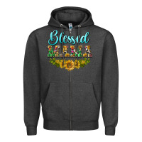 Charcoal Heather blessed mama Zipper Hoodie - BarkalooDesign