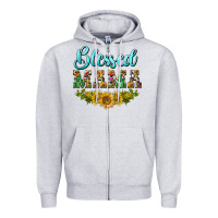 Heather Grey blessed mama Zipper Hoodie - BarkalooDesign