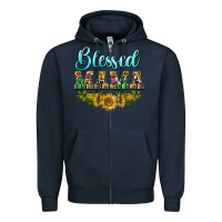 Navy blessed mama Zipper Hoodie - BarkalooDesign