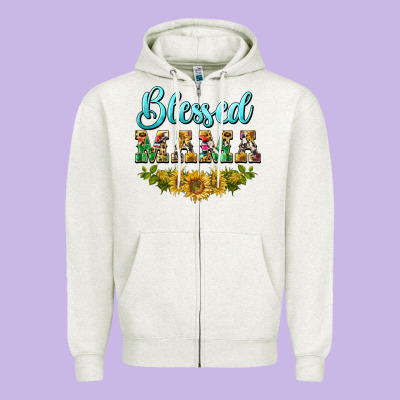 Blessed Mama Zipper Hoodie Designed By Barkaloodesign