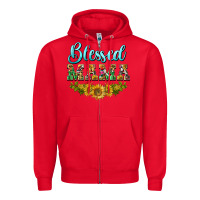 Red blessed mama Zipper Hoodie - BarkalooDesign