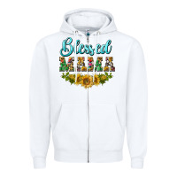 White blessed mama Zipper Hoodie - BarkalooDesign