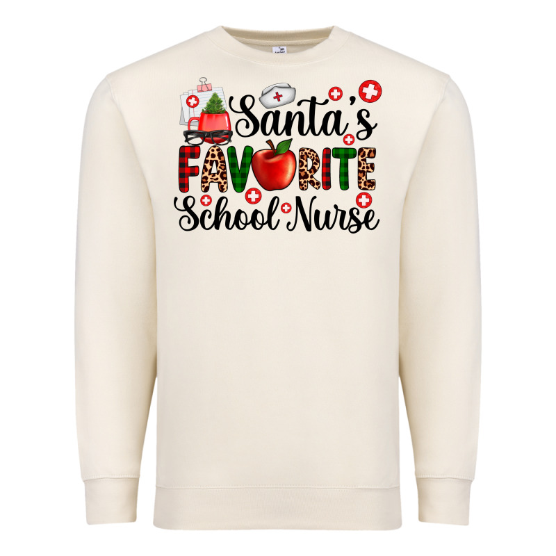 Santa's Favorite  School Nurse Premium Sweatshirt by AdoDesignShop | Teevron