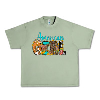 Oil Green American Girl, western Cowhide Urban Heavy Tee - CowCowDesign