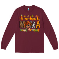 Burgundy thankful mama and turkey bbs Long Sleeve Tee - BundleAndBundleShop