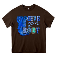 Chocolate Brown give cancer the boot colon cancer blue ribbon nca Heavy Core Tee - NancyCooperArtShop