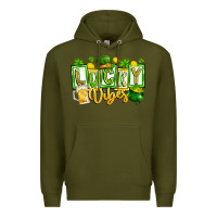 Army Green Lucky Vibes Premium Hoodie - CowhideDigitalArt