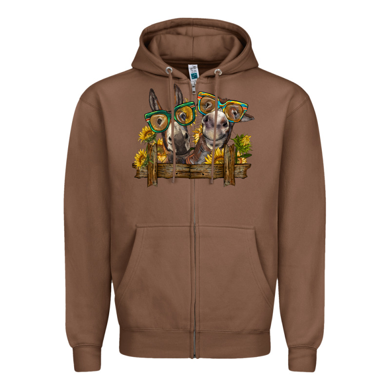 2 Donkeys With Sunflowers Zipper Hoodie by BarkalooDesign | Teevron