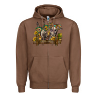 Chestnut 2 donkeys with sunflowers Zipper Hoodie - BarkalooDesign