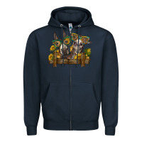 Navy 2 donkeys with sunflowers Zipper Hoodie - BarkalooDesign