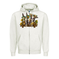 Oatmeal Heather 2 donkeys with sunflowers Zipper Hoodie - BarkalooDesign