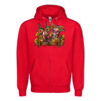 Red 2 donkeys with sunflowers Zipper Hoodie - BarkalooDesign
