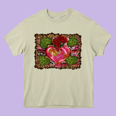 Western Background Valentine's Day Heavy Core Tee Designed By Ranaportraitstore