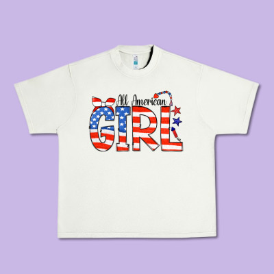 All American Girl Bandana Urban Heavy Tee Designed By Cowcowdesign