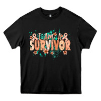 Black I am a survivor peach ribbon Heavy Core Tee - NancyCooperArtShop