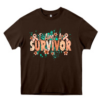 Chocolate Brown I am a survivor peach ribbon Heavy Core Tee - NancyCooperArtShop