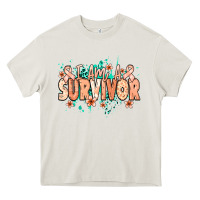Cream I am a survivor peach ribbon Heavy Core Tee - NancyCooperArtShop