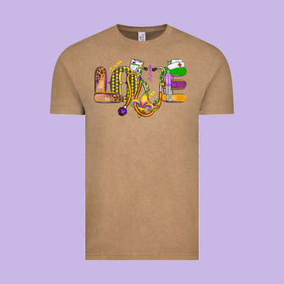 Love Nurse Mardi Gras Vintage Tee Designed By Oliviacreatesart