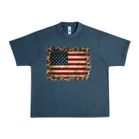 Midnight Navy America Flag and Leopard Urban Heavy Tee - CowCowDesign