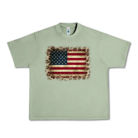 Oil Green America Flag and Leopard Urban Heavy Tee - CowCowDesign