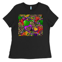 Black mardi gras hearts Ladies Tee - CowGirlArtShop