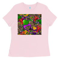 Bubblegum Pink mardi gras hearts Ladies Tee - CowGirlArtShop