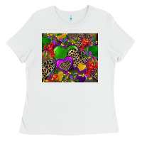White mardi gras hearts Ladies Tee - CowGirlArtShop