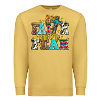 Antique Gold faith over fear with cross and sunflowers Premium Sweatshirt - AdoDesignShop
