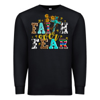 Black faith over fear with cross and sunflowers Premium Sweatshirt - AdoDesignShop