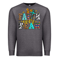 Charcoal Heather faith over fear with cross and sunflowers Premium Sweatshirt - AdoDesignShop