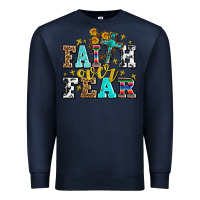 Navy faith over fear with cross and sunflowers Premium Sweatshirt - AdoDesignShop