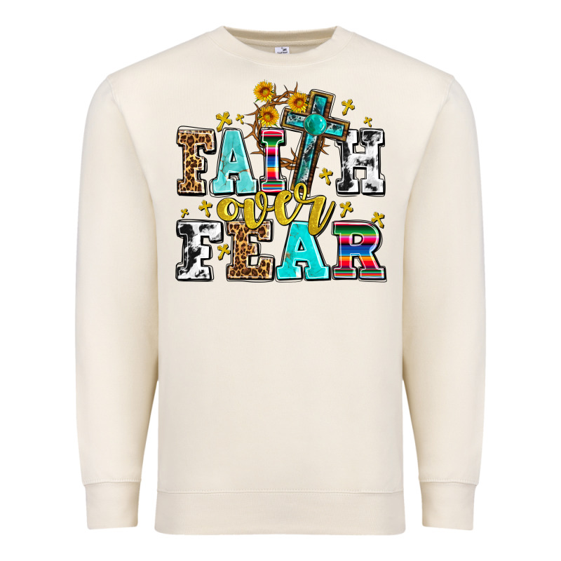 Faith Over Fear With Cross And Sunflowers Premium Sweatshirt by AdoDesignShop | Teevron