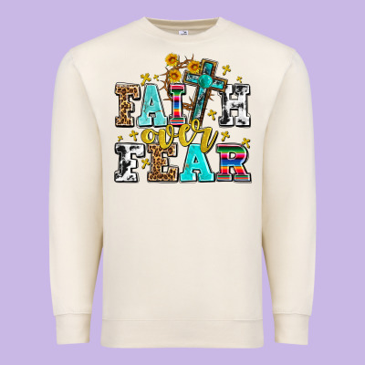 Faith Over Fear With Cross And Sunflowers Premium Sweatshirt Designed By Adodesignshop