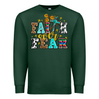 Sports Green faith over fear with cross and sunflowers Premium Sweatshirt - AdoDesignShop
