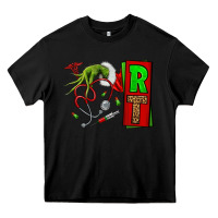 Black Christmas Character Nurse Heavy Core Tee - NancyCooperArtShop