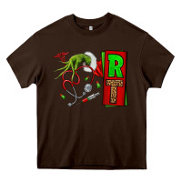 Chocolate Brown Christmas Character Nurse Heavy Core Tee - NancyCooperArtShop