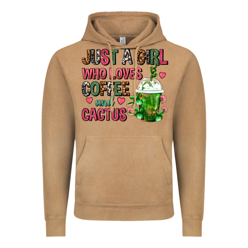 Just A Girl Who Loves Coffee And Cactus Frappe Vintage Hoodie by FaDigitalArtStudio | Teevron