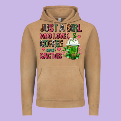 Just A Girl Who Loves Coffee And Cactus Frappe Vintage Hoodie Designed By Fadigitalartstudio