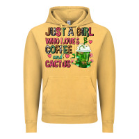 Vintage Mustard Just A Girl Who Loves Coffee And Cactus Frappe Vintage Hoodie - FaDigitalArtStudio