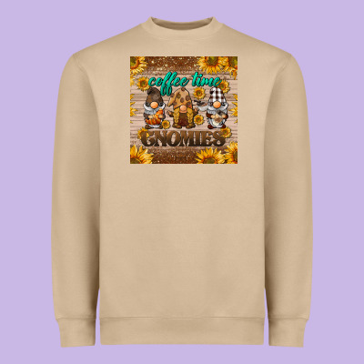 Coffee Time Gnomies Mug Coaster Heavyweight Sweatshirt Designed By Barkaloodesign